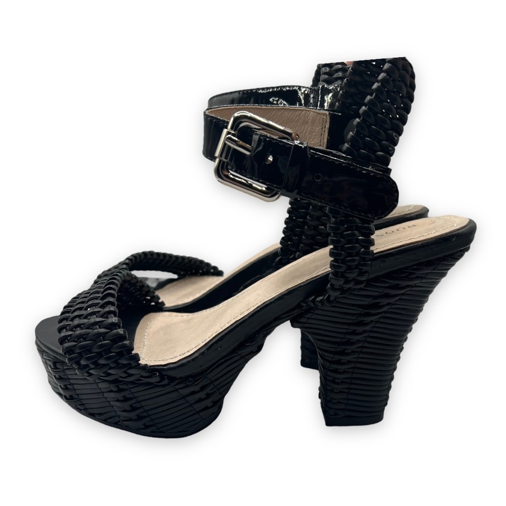 NEW Rudsak Genuine Leather Lined Black Weaved Platform Sandals Women’s Size 38